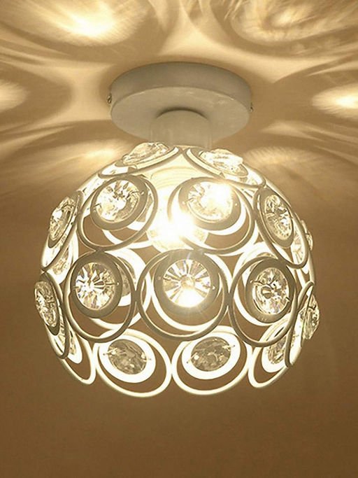 Homesake White Metal DualRing Crystal Ceiling Light - Image 2