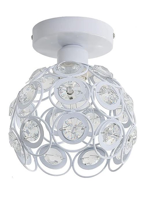 Homesake White Metal DualRing Crystal Ceiling Light - Image 5