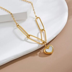 Gold-Plated Heart Pendant Necklace Set