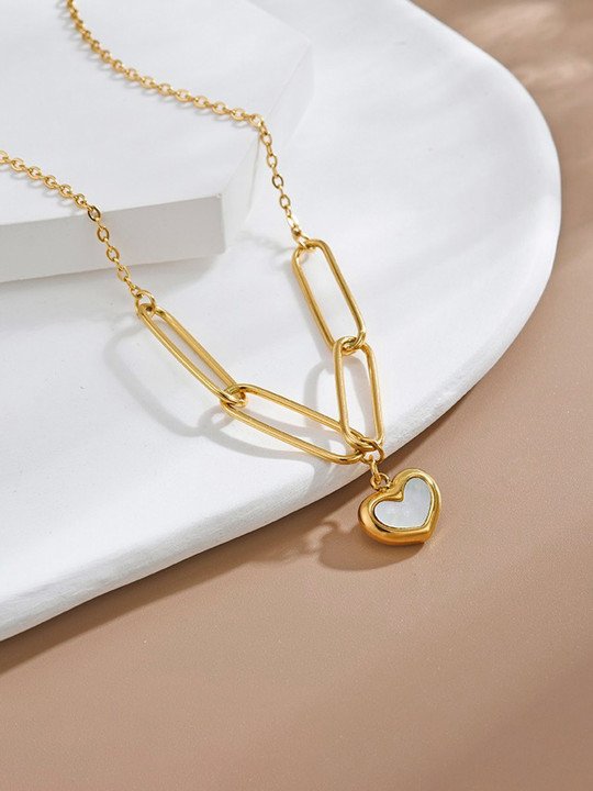Gold-Plated Heart Pendant Necklace Set