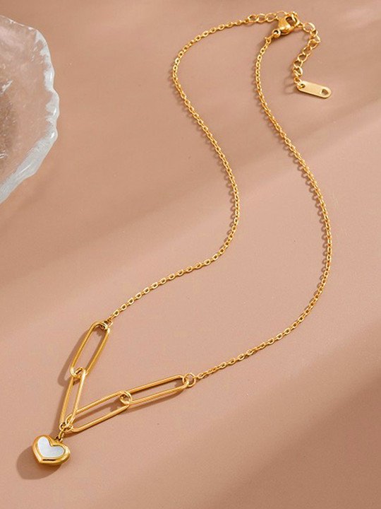 Gold-Plated Heart Pendant Necklace Set - Image 2