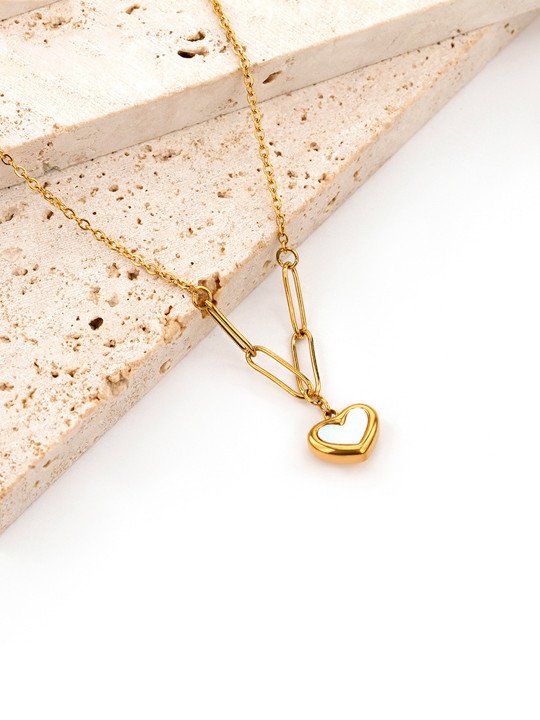 Gold-Plated Heart Pendant Necklace Set - Image 3