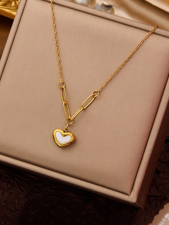 Gold-Plated Heart Pendant Necklace Set - Image 4