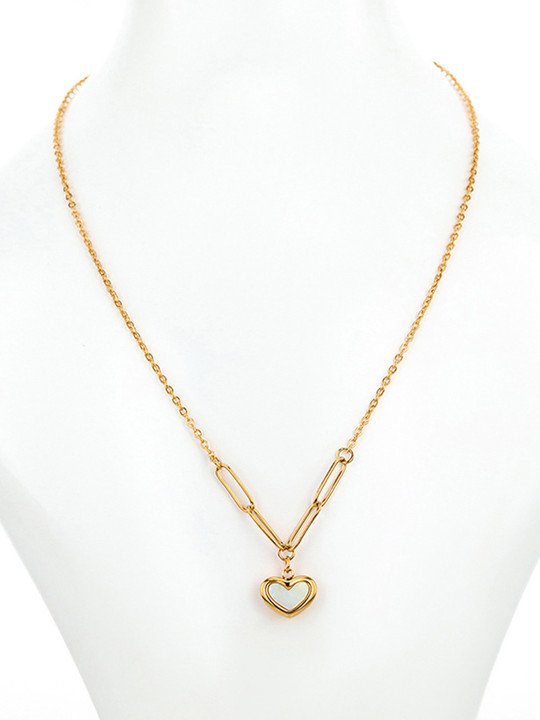 Gold-Plated Heart Pendant Necklace Set - Image 5