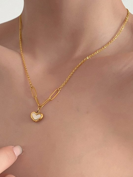 Gold-Plated Heart Pendant Necklace Set - Image 6