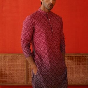 Men’s Purple Floral Sequinned Kurta