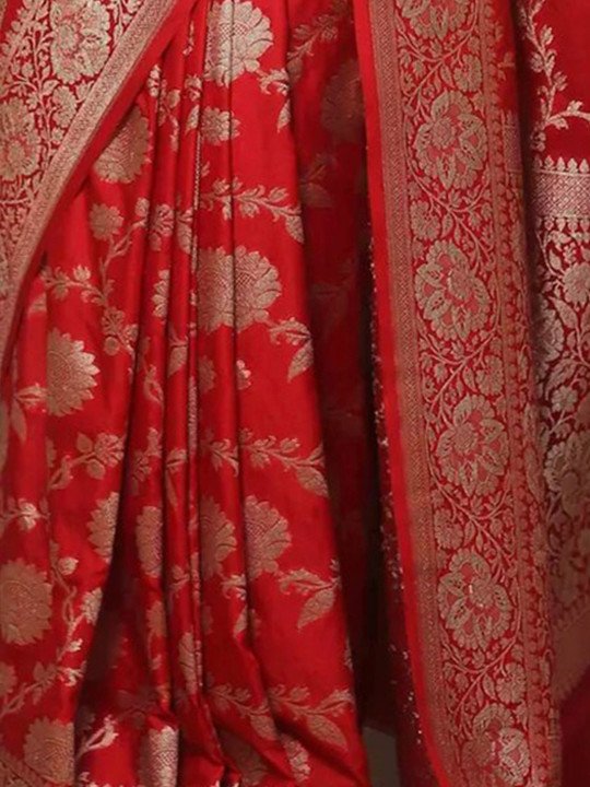 Red Zari Woven Banarasi Silk Saree - Image 3
