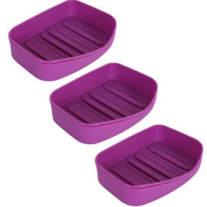 Purple 3 Pcs Textured Self Draining Soap Holder
