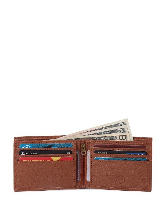 Men’s Tan Two-Fold Wallet with 8 Card Holders & 2 Compartments - Image 2