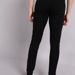 Urbano Fashion Men’s Black Dark Wash Slim Fit 5-Pocket Mid-Rise Jeans