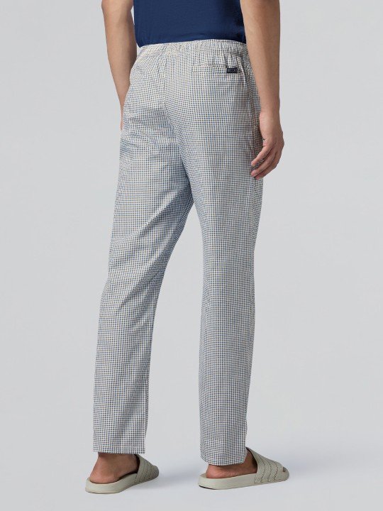 Men Checked Pure Cotton Lounge Pants with Drawstring & 3 Pockets - Image 2