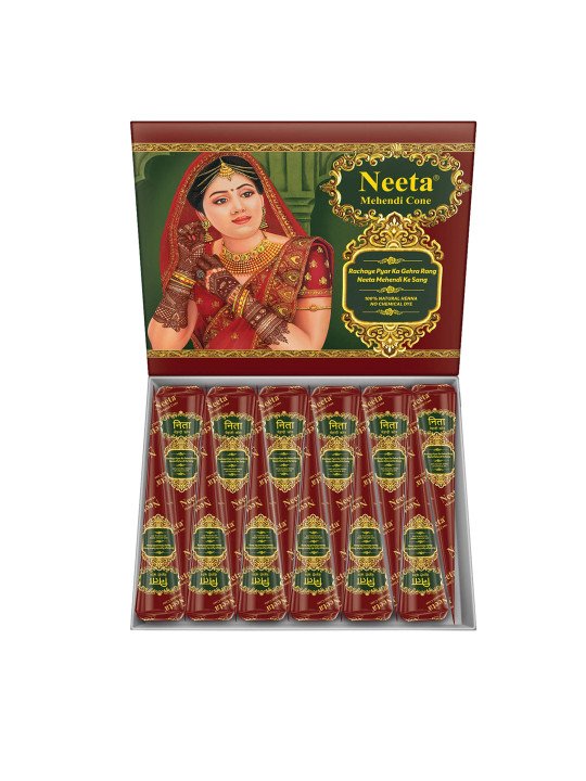 Natural Henna Mehendi Cone Set – 12 Pcs