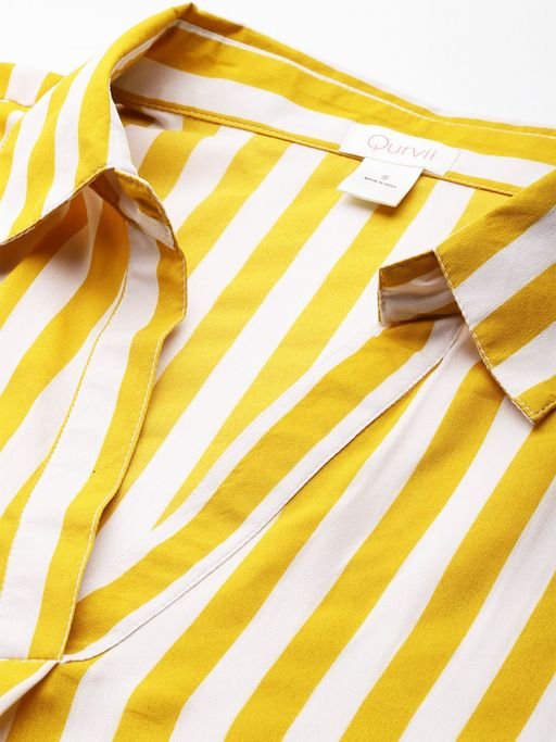 Striped Drop-Shoulder Wide Collar Top - Image 3