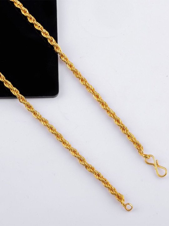 Men Gold-Plated Twisted Rope Link Chain Necklace - Image 3