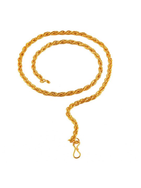 Men Gold-Plated Twisted Rope Link Chain Necklace - Image 4