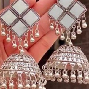 Ghunghroo Beaded Oxidised Dome Jhumkas