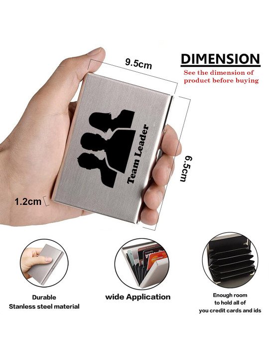 Abstract Printed Grey Card Holder with 6 Card Slots - Image 4