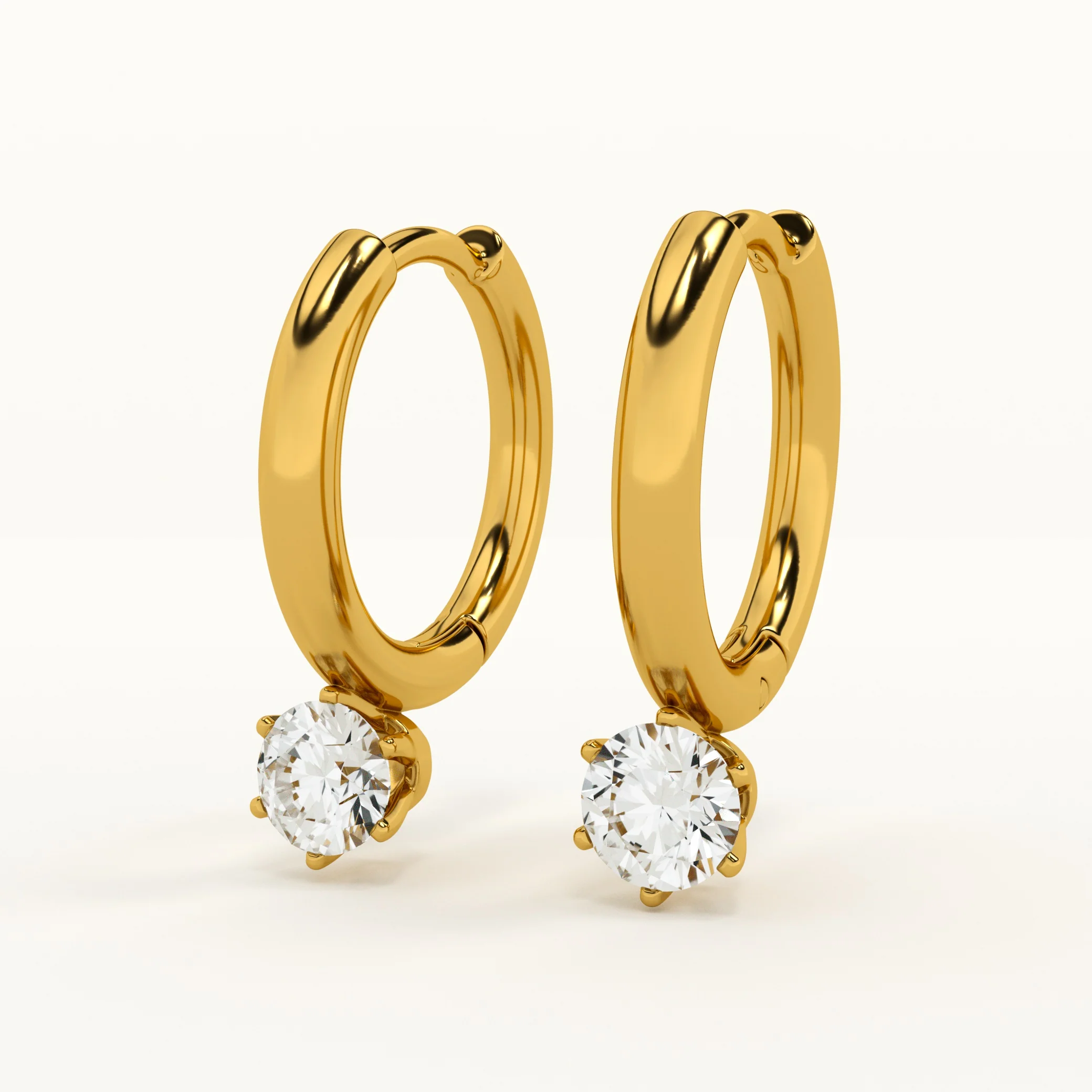 Athena Solitaire Hoop Earrings |  CZ Hoops | Waterproof & Anti-Tarnish – NestShobha