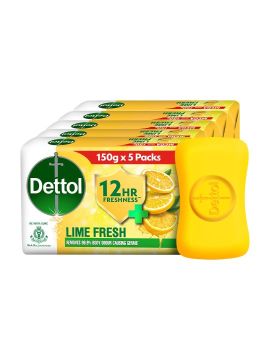 Dettol Lime Fresh Bathing Soap – Set of 5 (150g Each)