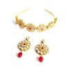 Gold-Plated Handcrafted Kundan Sheeshphool / Sheeshpatti / Matha Patti Hairband with Matching Earrings – Bridal Wedding Hair Accessory for Women & Girls