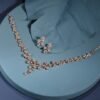 Zaveri Pearls Rose Gold-Plated CZ Necklace & Earrings Set for Women | CZ Jewellery
