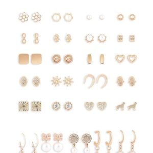 Zaveri Pearls Set of 25 Gold-Tone Contemporary Studs & Drop Earrings for Women – ZPFK15140