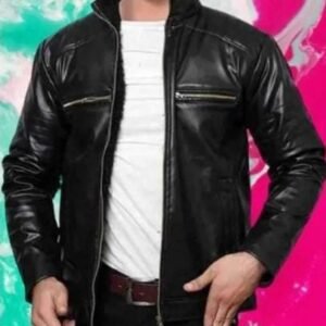 NestShobha Men’s Premium Black Faux Leather Jacket – Stylish Zip Closure Winter Wear