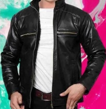 NestShobha Men’s Premium Black Faux Leather Jacket – Stylish Zip Closure Winter Wear